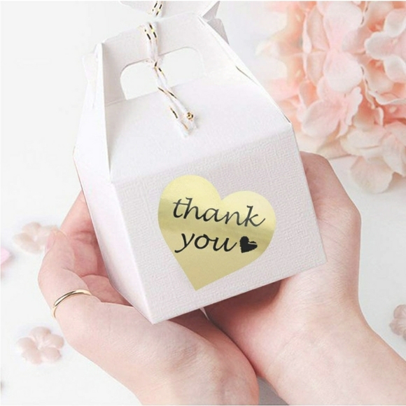 200 roll!! Premium foil "THANK YOU" large 1.5" heart labels - Picture 3 of 6